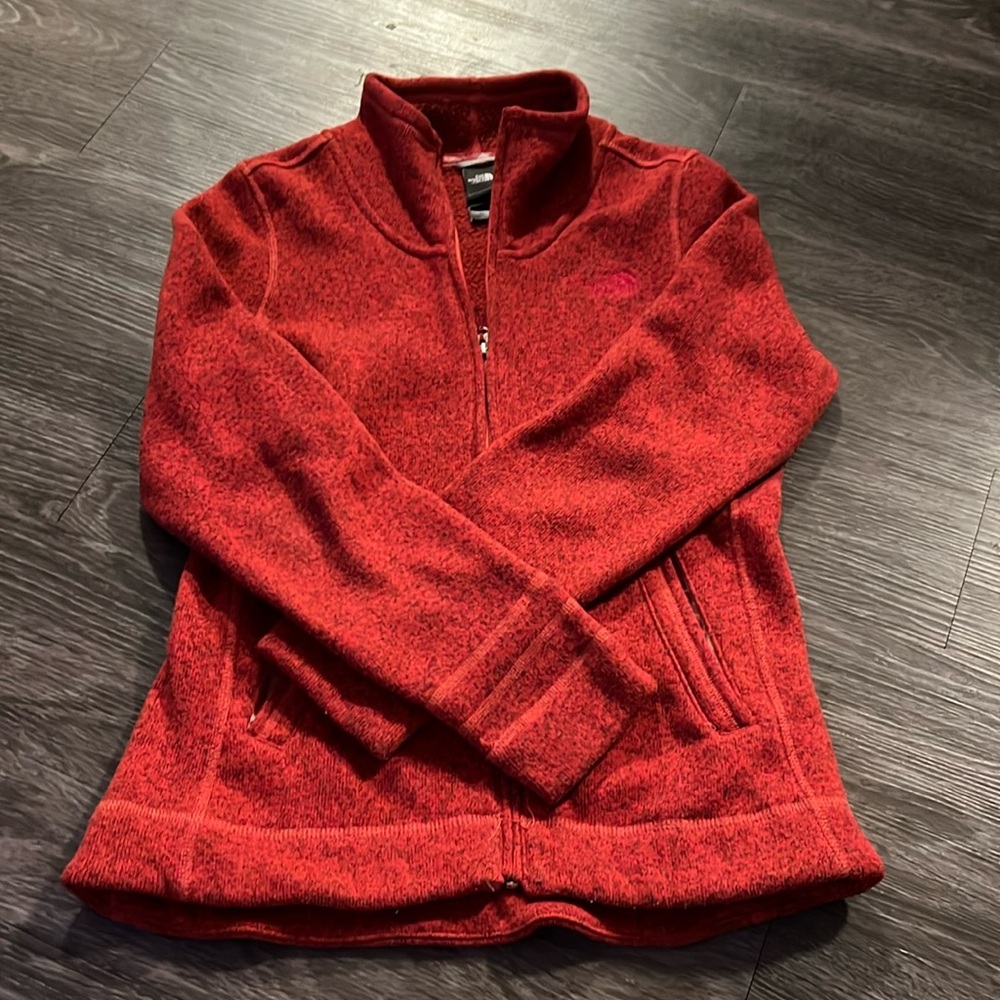 Women’s Red North Face Zip Up sweater